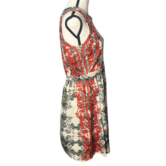 Parker Embroidered Ancho Silk Dress Red Black White - Picture 6 of 10